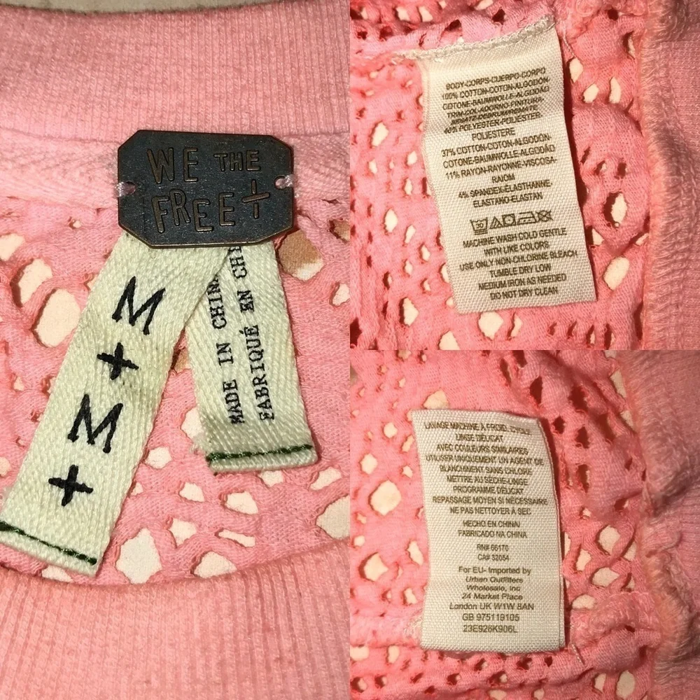 Free People We The Free‎ Hole Destructed Pink Sweater